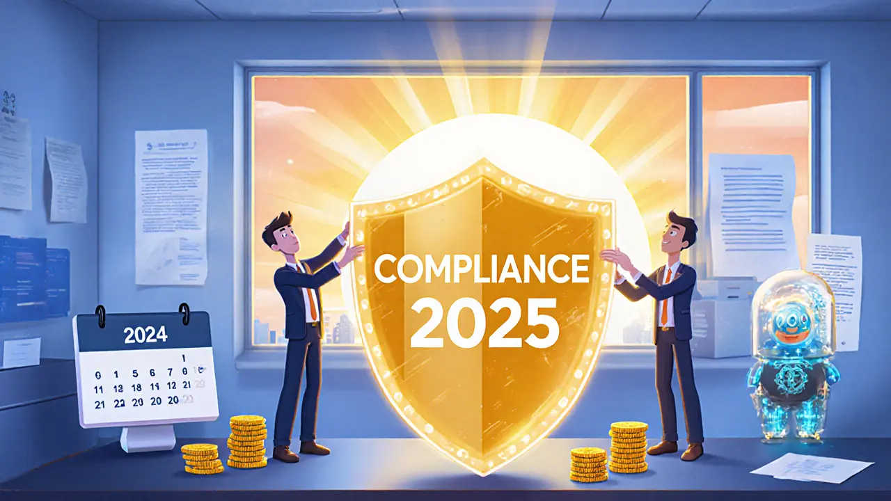 Crypto startup builds a compliance shield as sunrise signals a hopeful 2025.