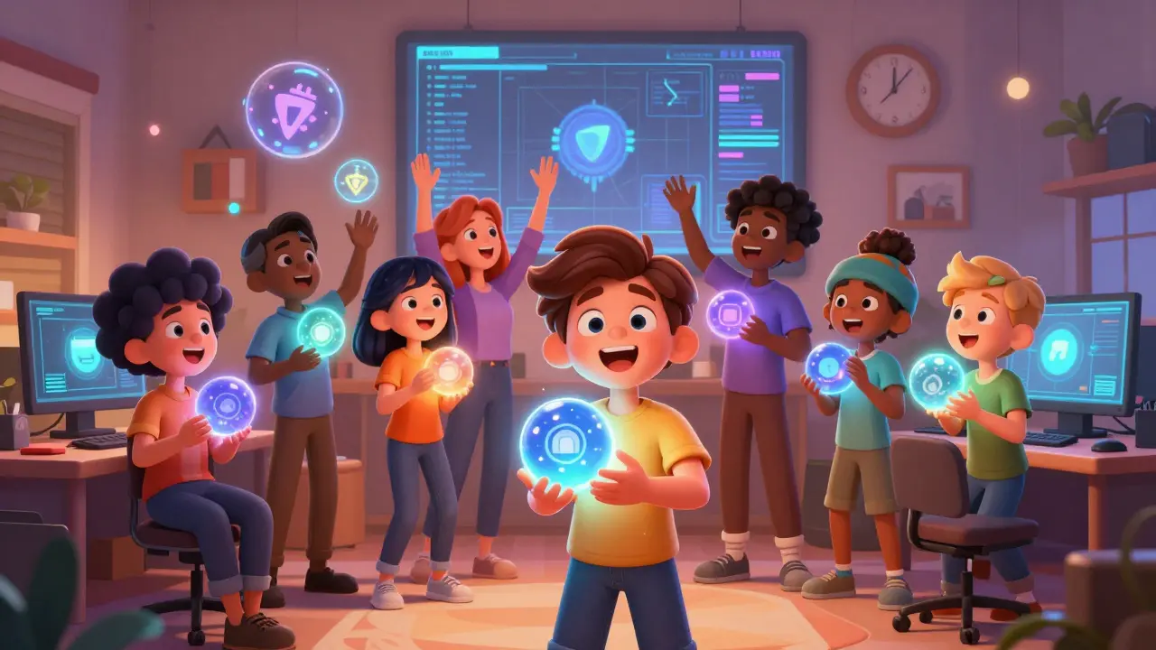 Early Lepasa community members receiving Polqueen NFTs in a warm, holographic Discord room.