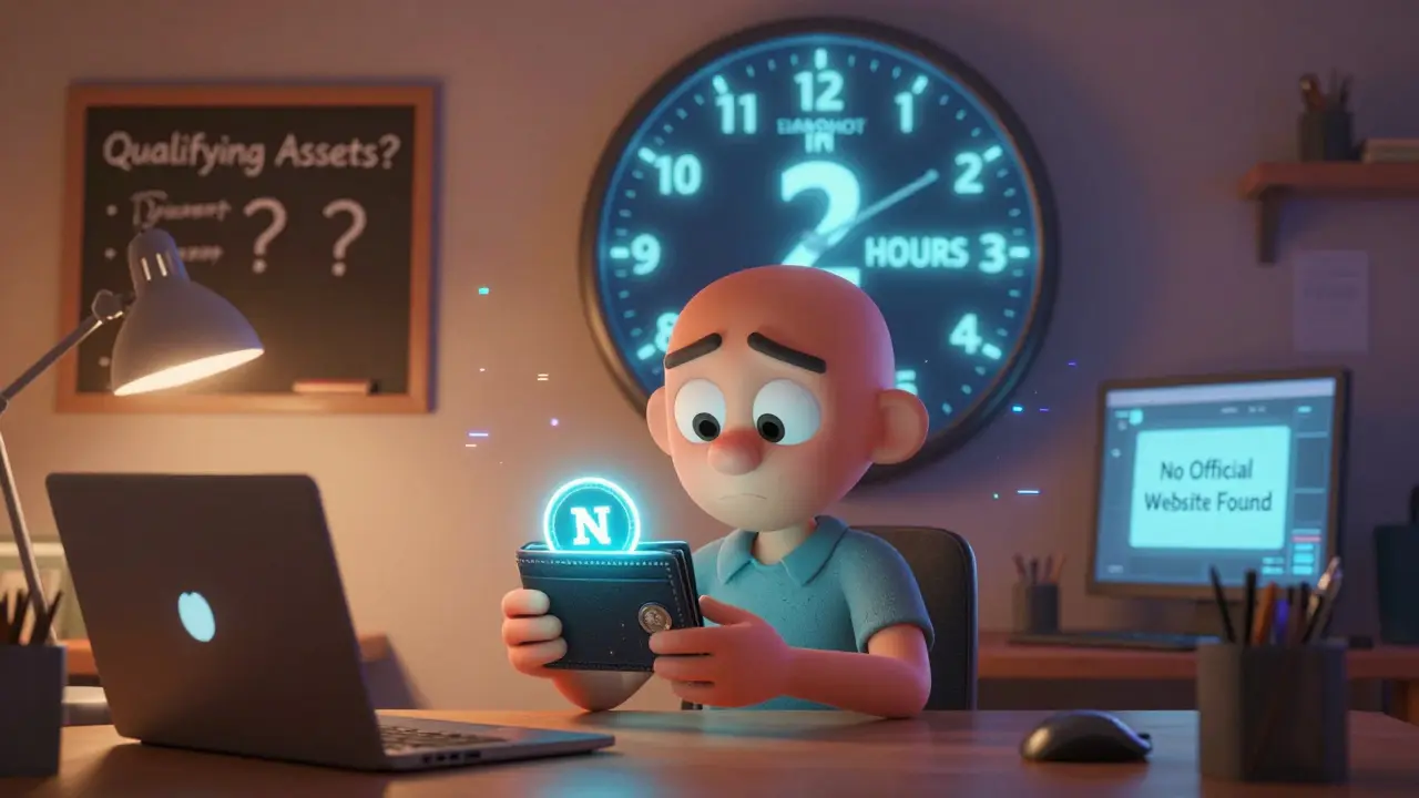 A gamer nervously checking a wallet with an NFT as a countdown clock ticks down.