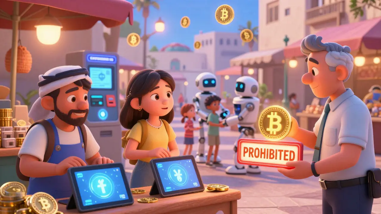 A VARA inspector stops a vendor selling banned privacy coins at a Dubai digital marketplace.