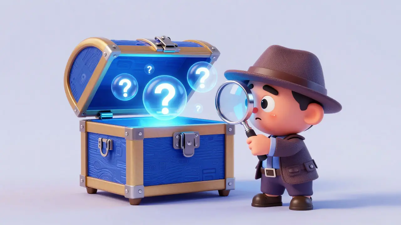 A character examining a glowing digital wallet with a magnifying glass, symbolizing a security review.