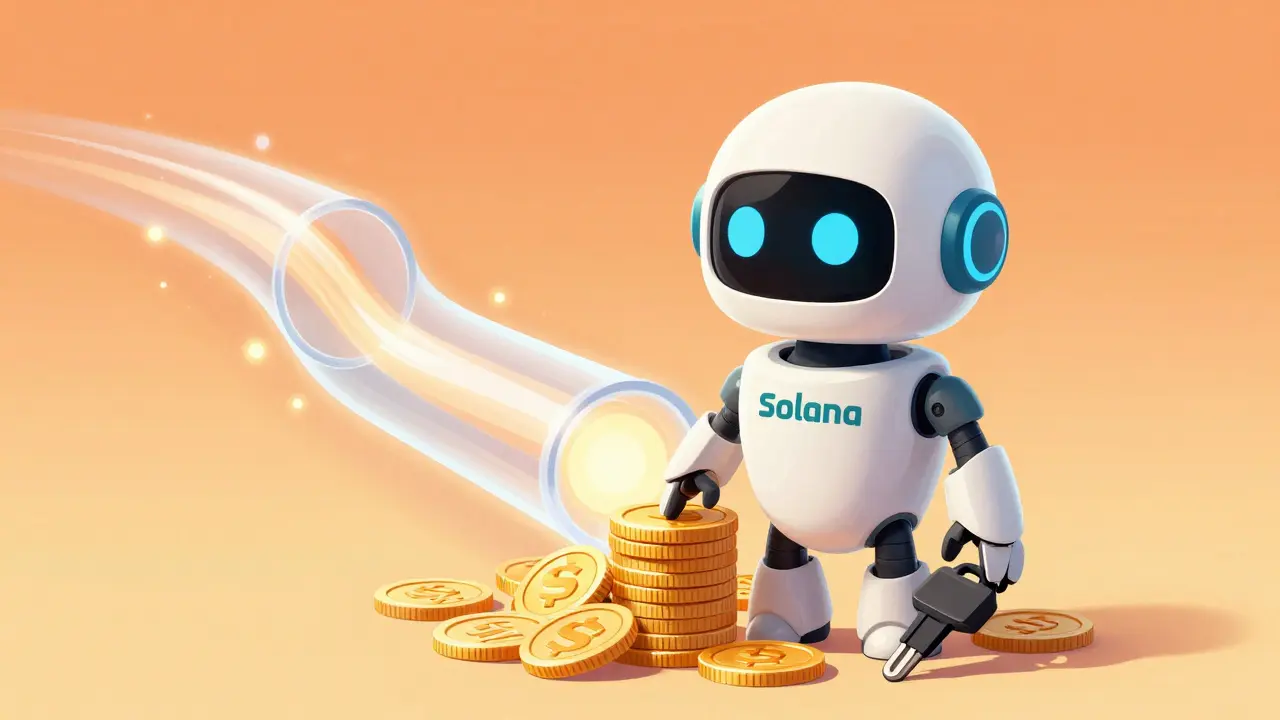 Friendly robot guarding crypto assets and car keys