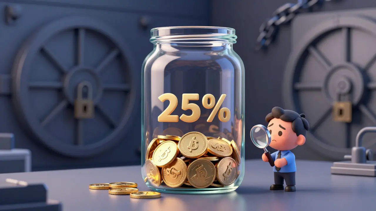Glass jar showing low circulating supply vs locked tokens