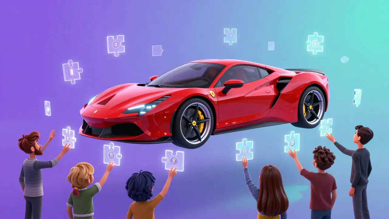 Luxury car made of digital tokens held by investors