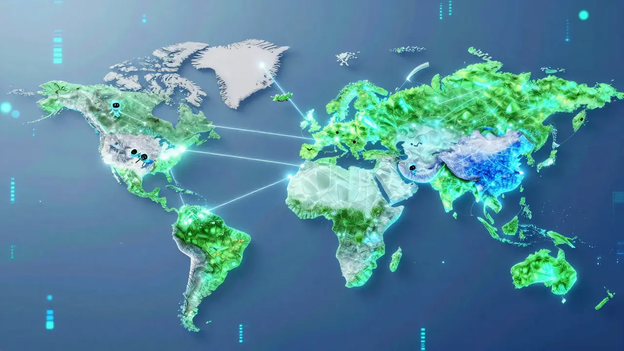Map showing bitcoin mining shifting from Kazakhstan to US