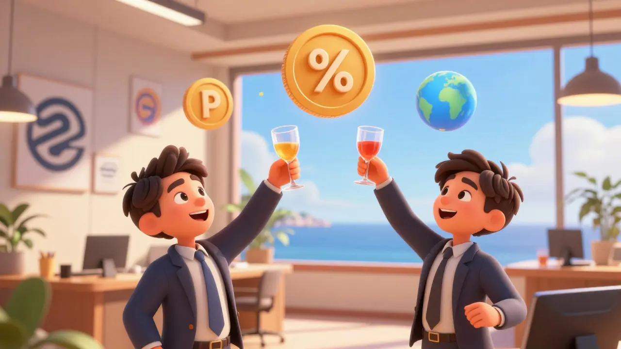 Business team celebrating successful crypto exchange launch