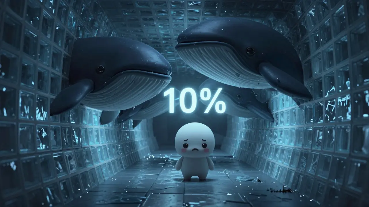 Cartoon character trapped in a slippery liquidity tunnel