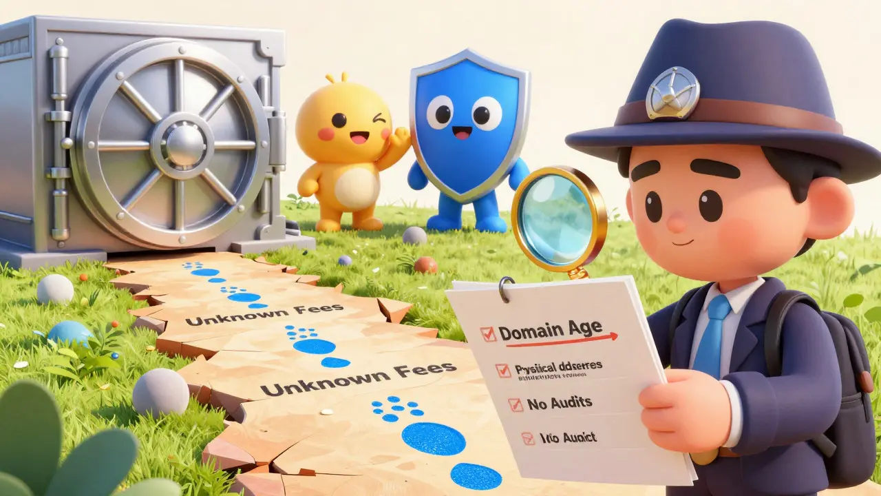 Character investigating crypto exchange security with a checklist