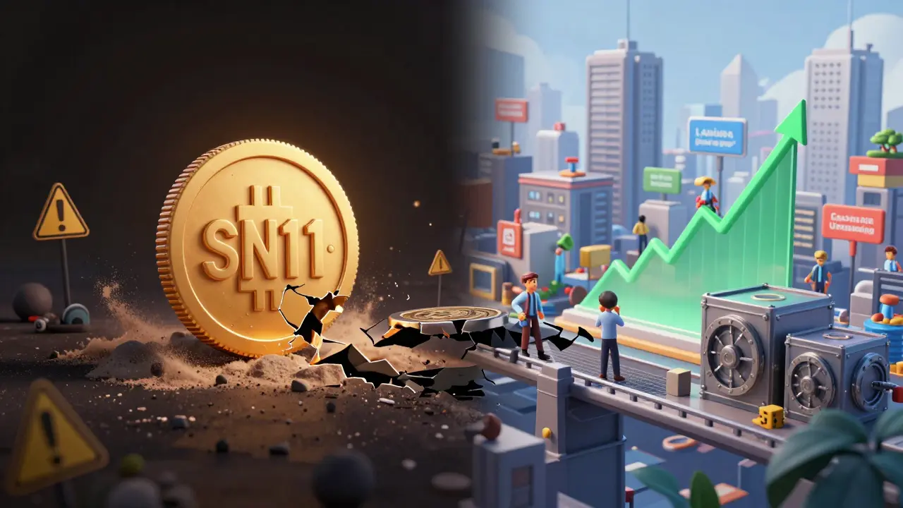 Contrast between abandoned risky token and safe projects