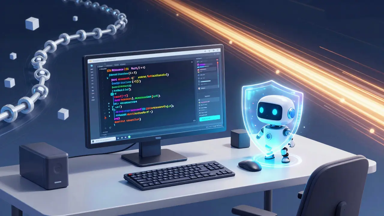 Developer and robot creating zero-knowledge proof from code
