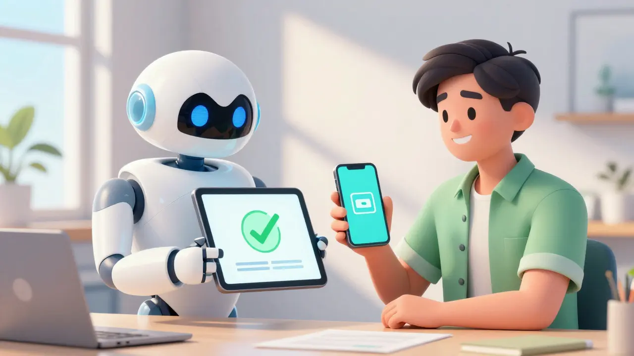 Friendly robot helps user verify identity quickly for secure crypto trading
