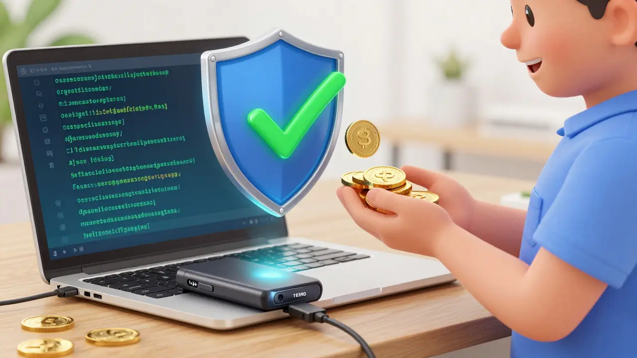 Secure hardware wallet verifying direct crypto payments