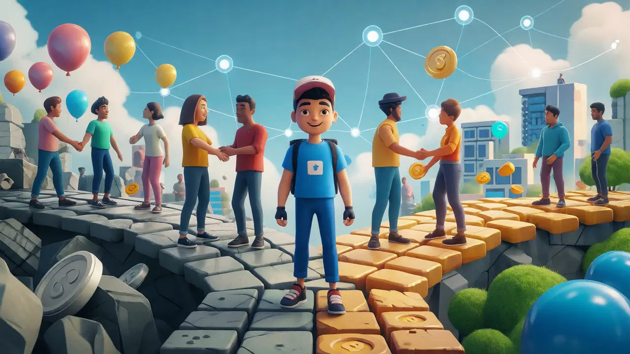 Gamer choosing between a stable path and a chaotic one in a digital world