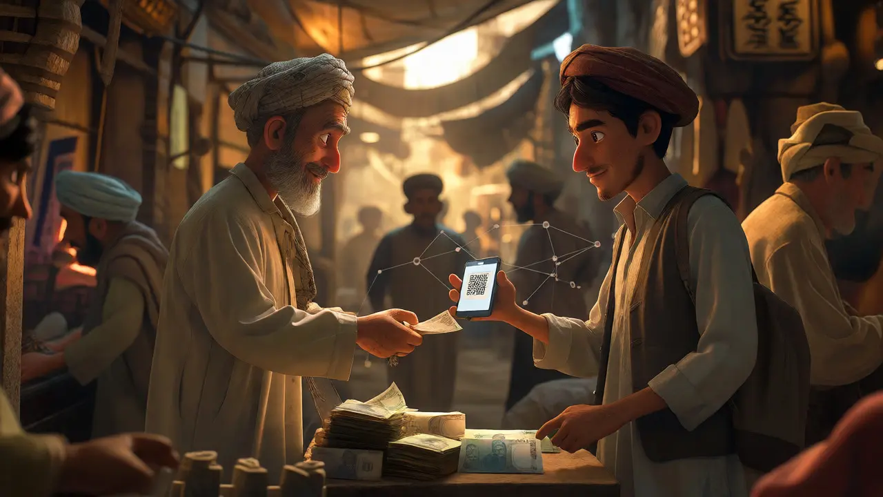 Underground peer-to-peer crypto exchange in Afghan bazaar
